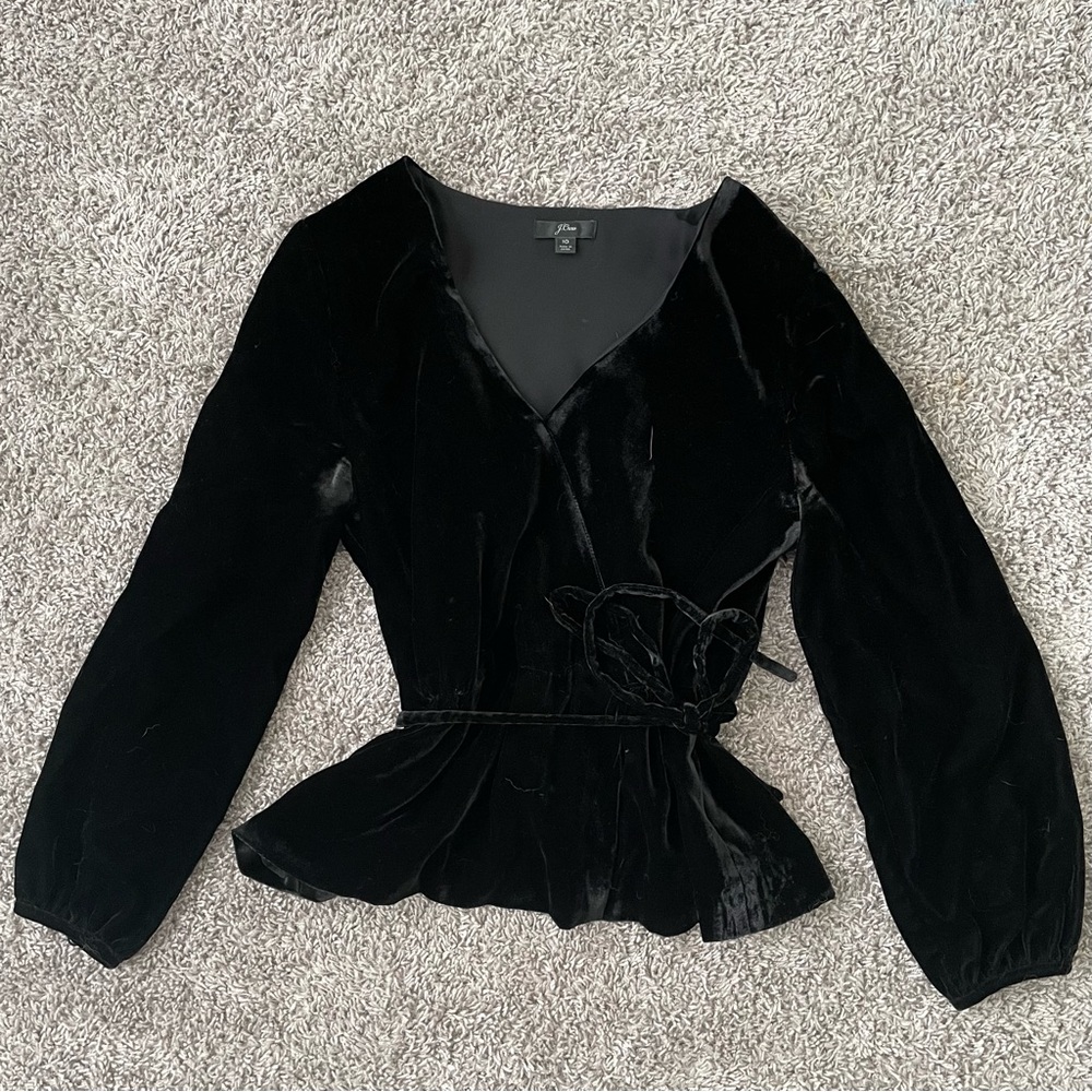J. Crew Black Velvet Top